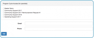 Image of User Editor and Program Cycle Access (for panelists) section