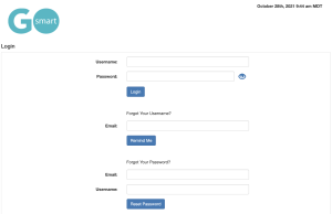 Screenshot of GO Smart's Login Page