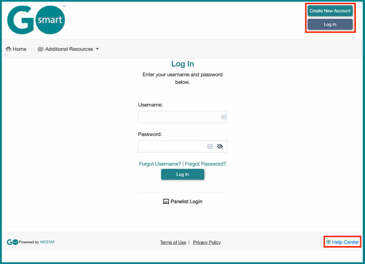 A screenshot of the applicant's login page