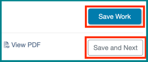 A screenshot of the Save Work and Save and Next Buttons
