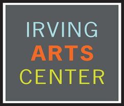 A gray, orange, blue, and yellow Irving Arts Center logo.
