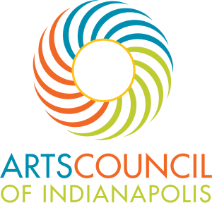 A green, red, and blue Arts Council of Indianapolis logo