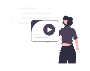 Person in front of video player