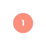 A large salmon colored circle with a white number one inside of it.