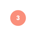 A large salmon colored circle with a white number three inside of it.