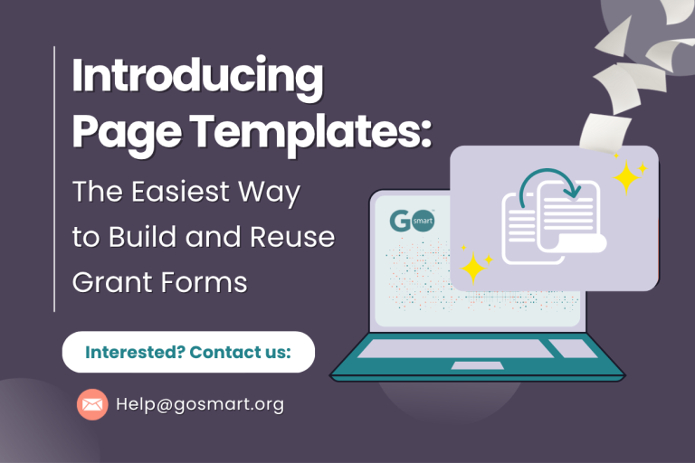 Introducing Page Templates placed on top of a dark purple background with an icon of a computer next to it